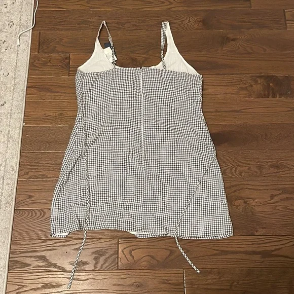 Abercrombie & Fitch 90s Tank Slip Mini Dress XL Black and White Checkered Print - Picture 2 of 4